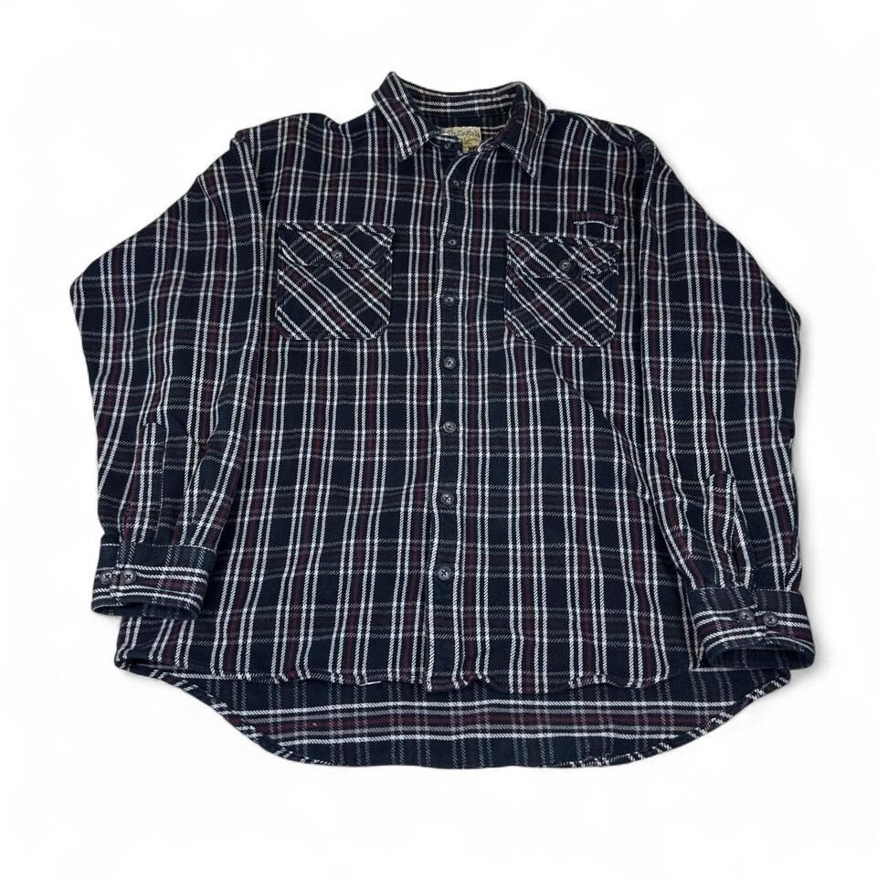 Cabelas Plaid Flannel Shirt Mens 2XL Tall Black Red Workwear