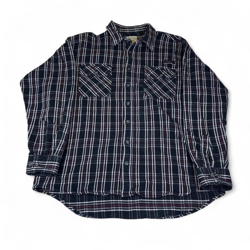 Cabelas Plaid Flannel Shirt Mens 2XL Tall Black Red Workwear