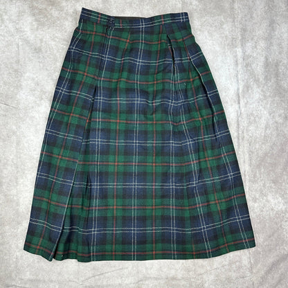 Vintage Woolrich Woman Plaid Wool Pleated Skirt 14 Made USA