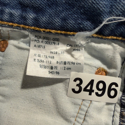 Levi's 501 Original Fit Jeans Mens 38x30 Blue Straight Leg Baggy Denim