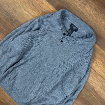 Vintage Dockers Long Sleeve Polo Sweater Mens L Heather Blue