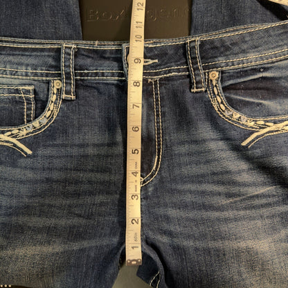 Charme Straight Leg Jean Women 29 Blue Western Embroidered