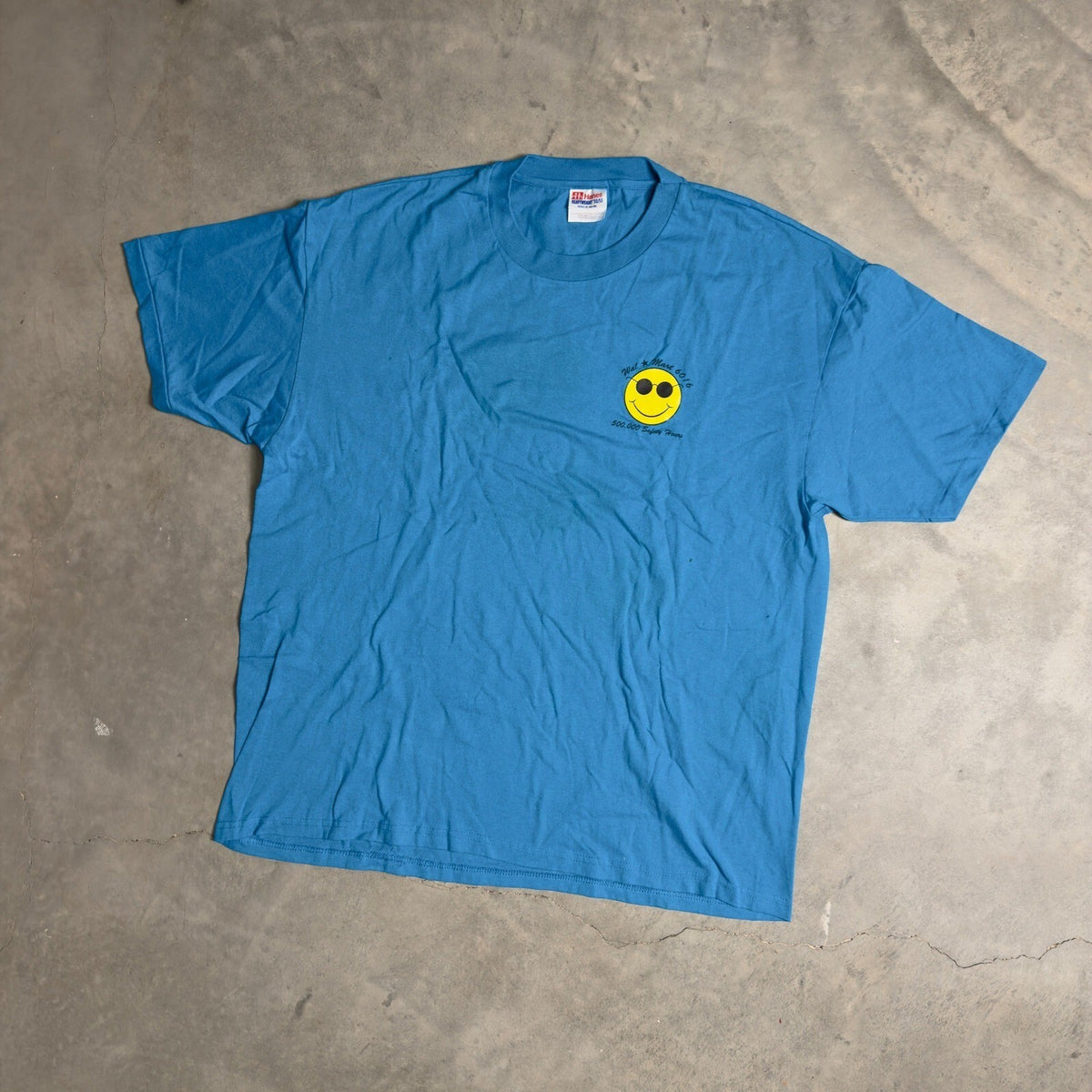 Vintage Hanes Walmart Heavyweight T Shirt Men XL Blue Smiley