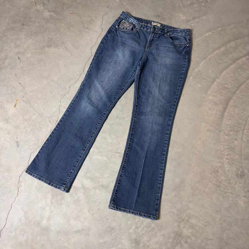 Y2K Earl Jean Bootcut Jeans Womens 12 Rhinestone Western