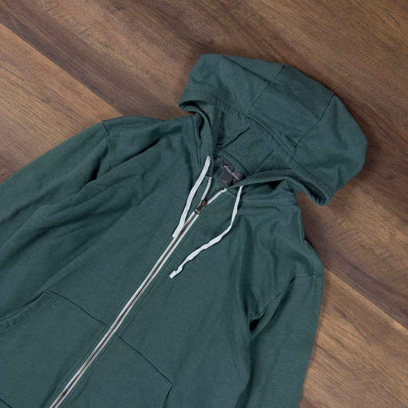 Eddie Bauer Full Zip Fleece Hoodie Mens M Forest Green