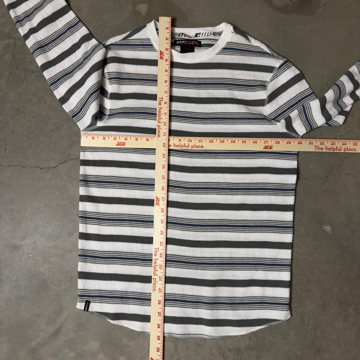 NWT Vintage Y2K Tony Hawk Striped Thermal Shirt Mens L Gray