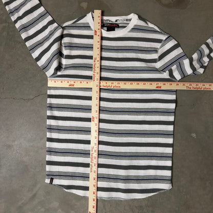 NWT Vintage Y2K Tony Hawk Striped Thermal Shirt Mens L Gray