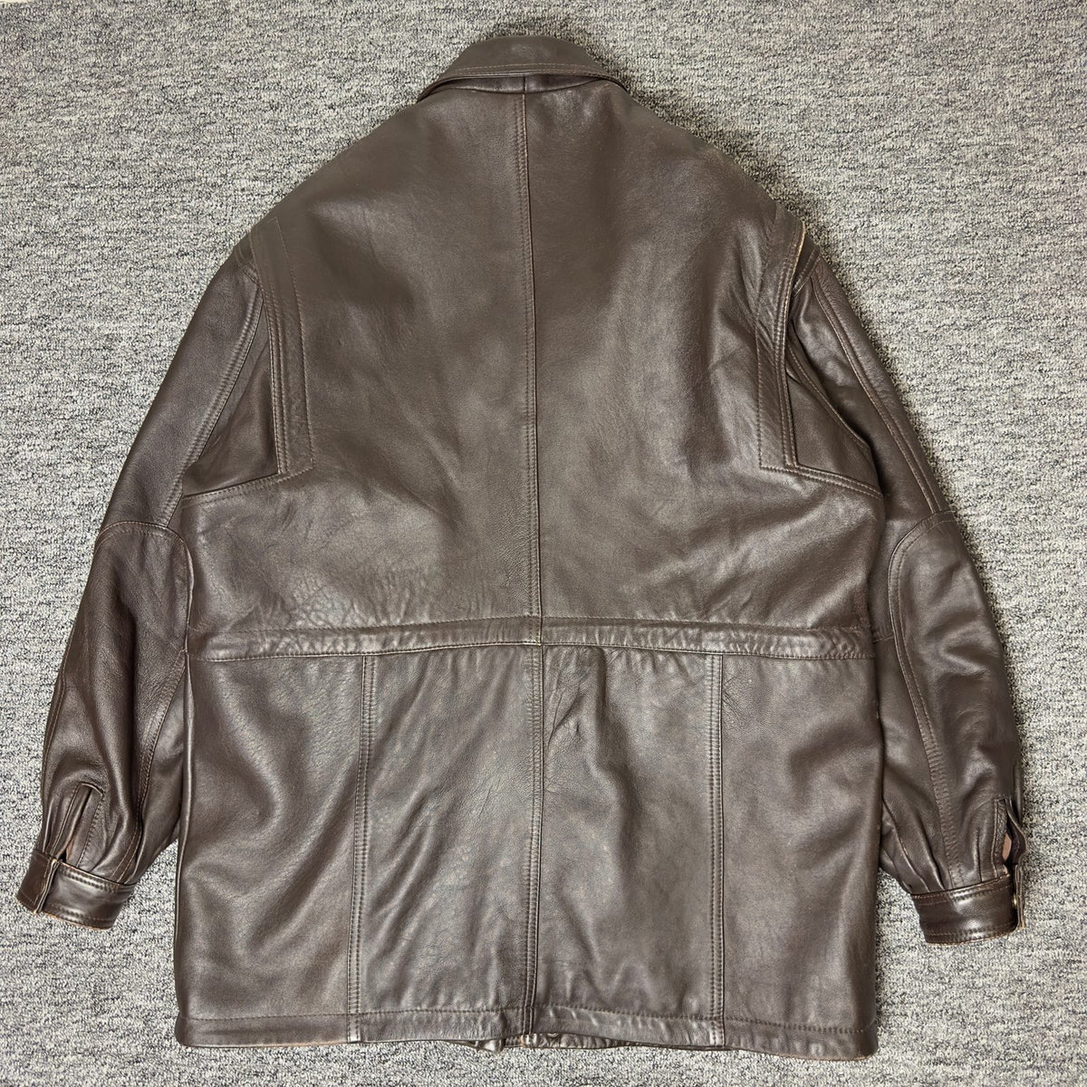Leather Jacket Mens XL Brown Zip Snap Multi Pocket