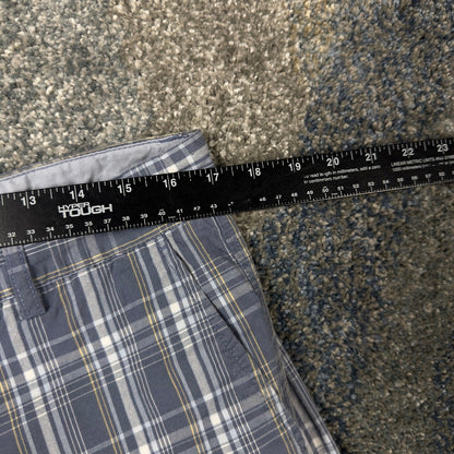 Rock & Republic Plaid Shorts Mens 34 Blue Grey Baggy Preppy