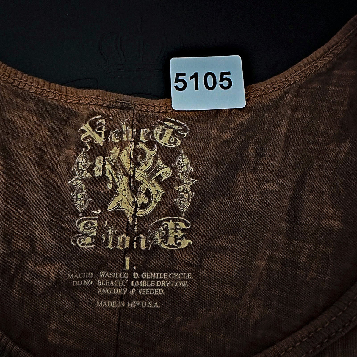 Sugar Skull Rhinestone Graphic Tee Womens L Brown