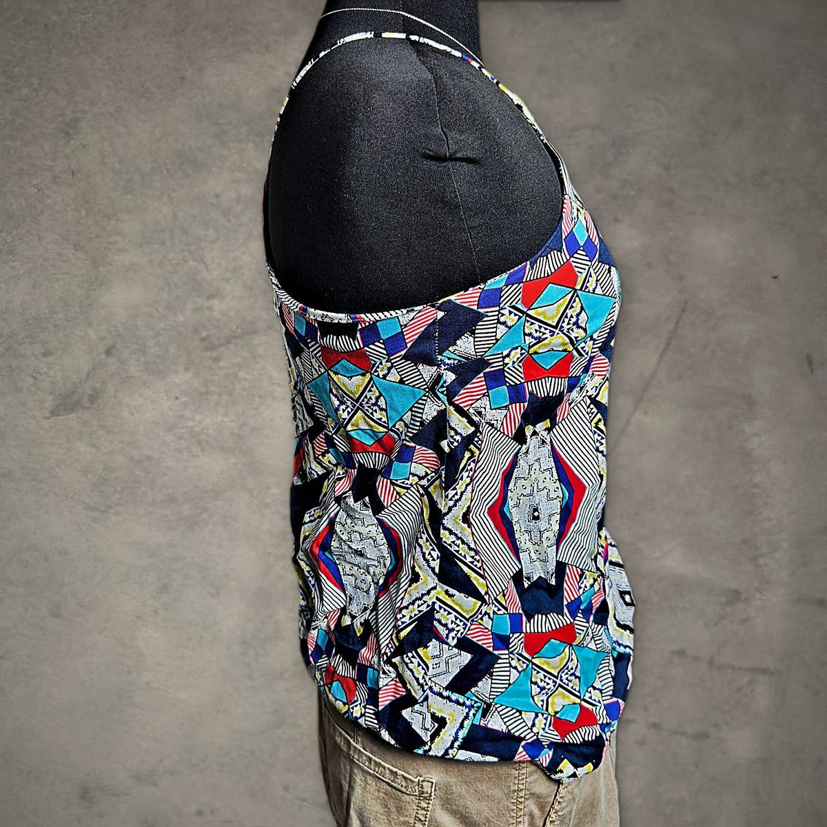 Renee C Geometric Print Cami Top Womens XS Multicolor Boho