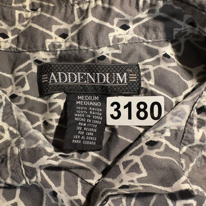 Vintage Addendum Button Down Shirt Men Medium Grey Abstract