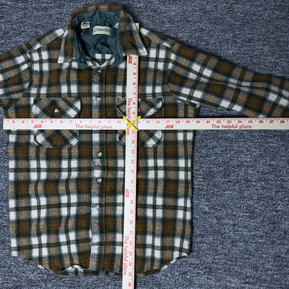 St. John's Bay Wool Flannel Shirt Mens L Brown Plaid Classic