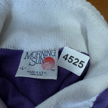 Morning Sun Pansy Floral Collared Sweatshirt Purple L Boho