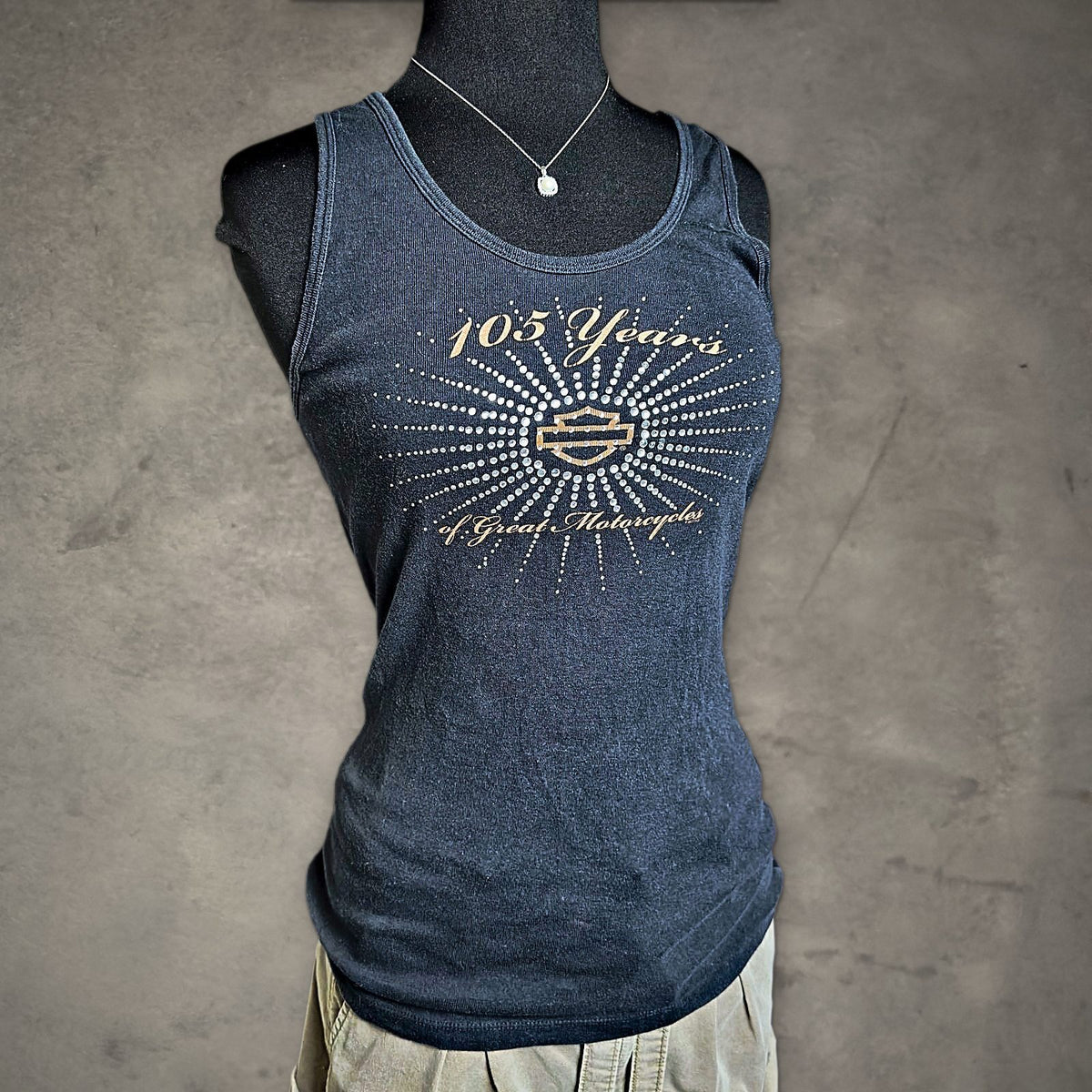 Harley-Davidson 105 Years Rhinestone Tank Womens 2X Black