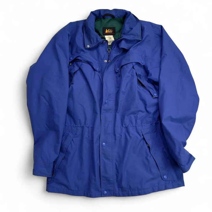 REI Outdoor Jacket Men's Large Tall Blue Nylon Shell