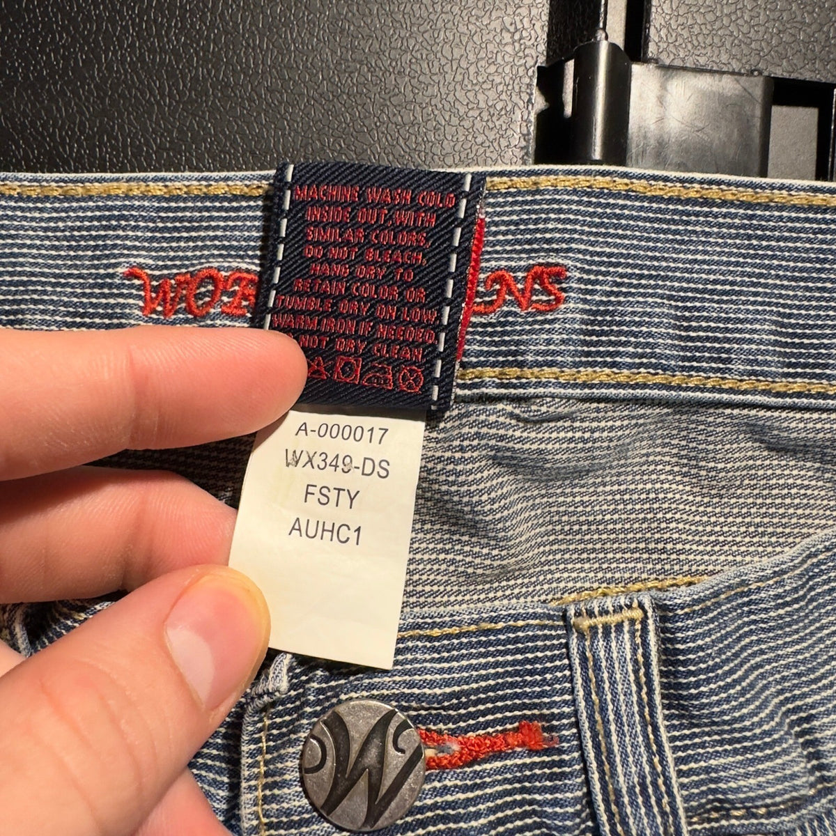 Vintage Worn Jeans Pinstripe Straight Jeans Womens 2/26 Blue