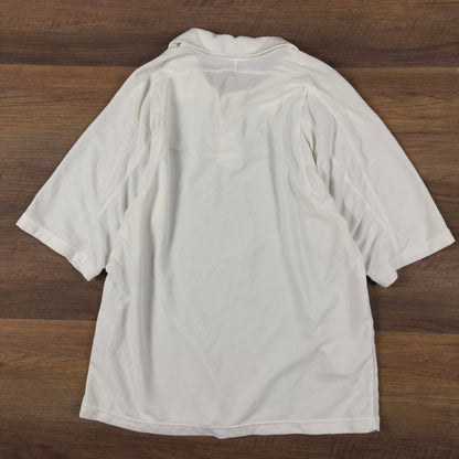 Vintage Nike Waffle Knit Polo Shirt Mens M White Y2K Swoosh
