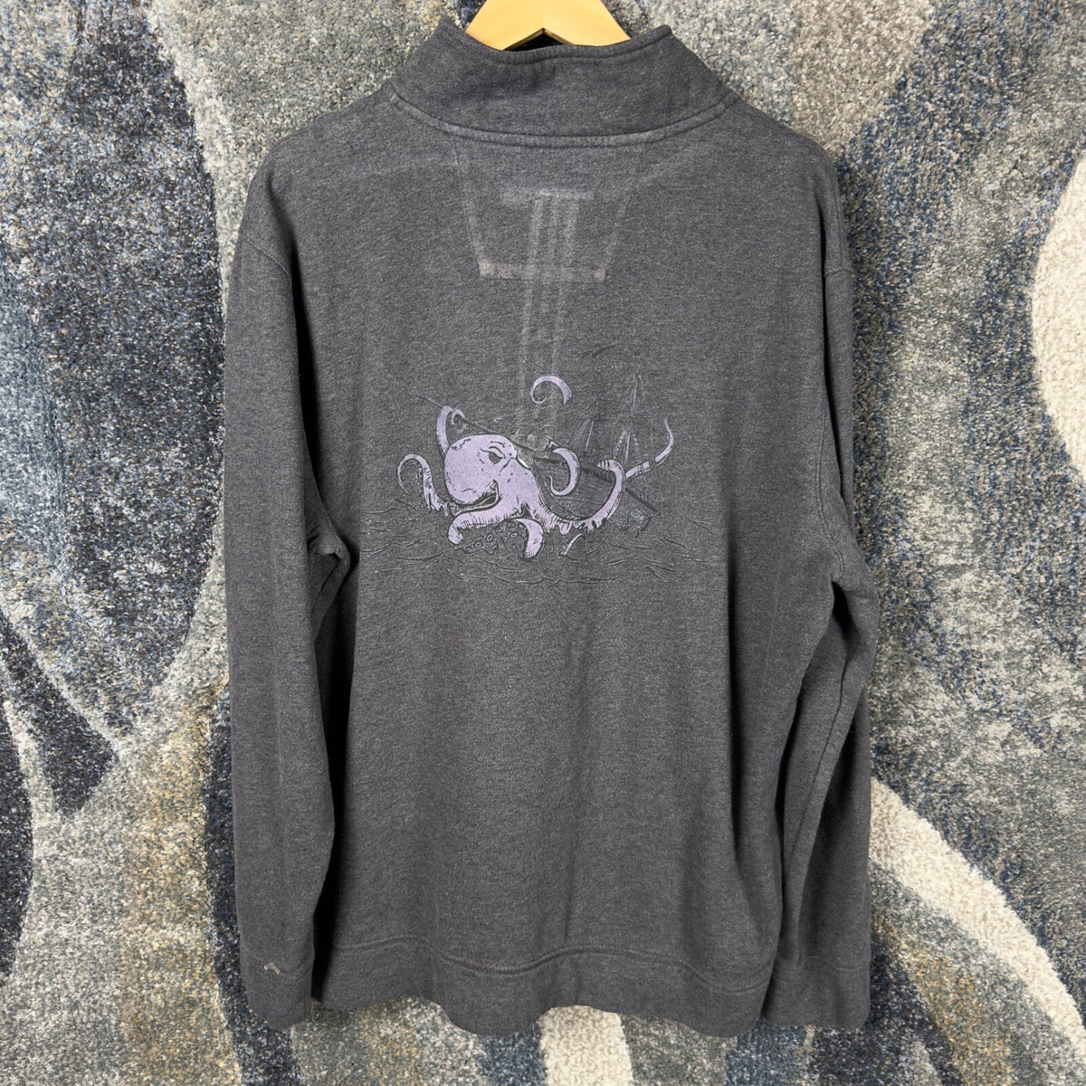 Vintage Nautica Quarter Zip Pullover Mens XL Gray Octopus
