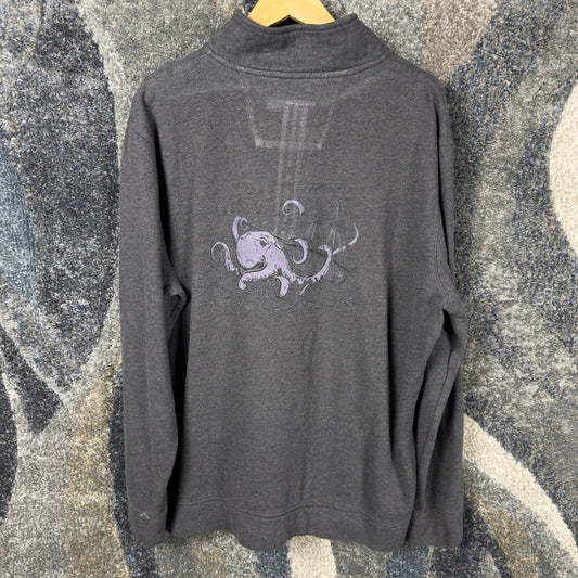 Vintage Nautica Quarter Zip Pullover Mens XL Gray Octopus