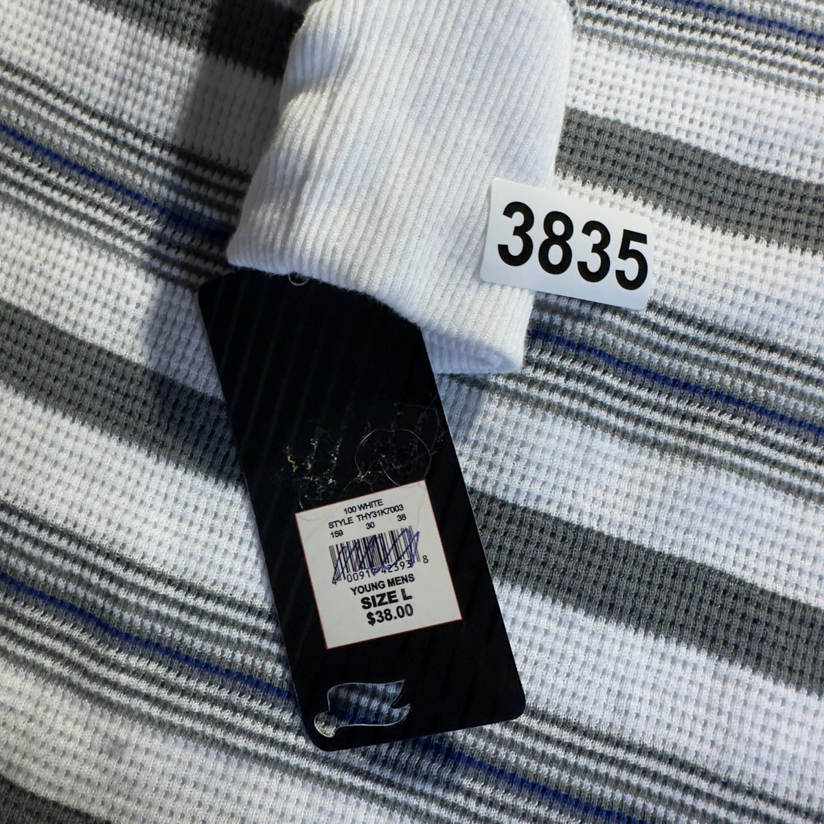 NWT Vintage Y2K Tony Hawk Striped Thermal Shirt Mens L Gray