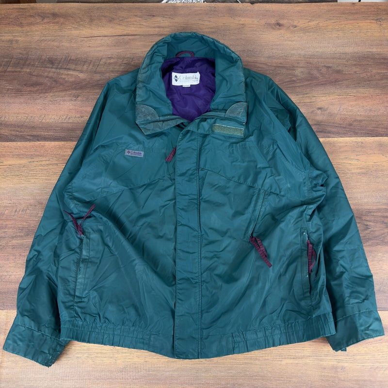 Vintage Columbia Sportswear Teal Purple Windbreaker Jacket Mens Tall XL 90s