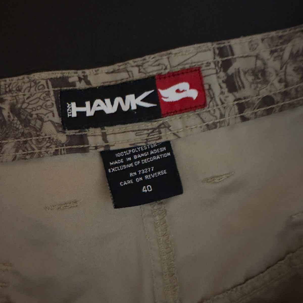 Tony Hawk Cargo Shorts Mens 40 Tan Khaki Baggy Skater Y2K