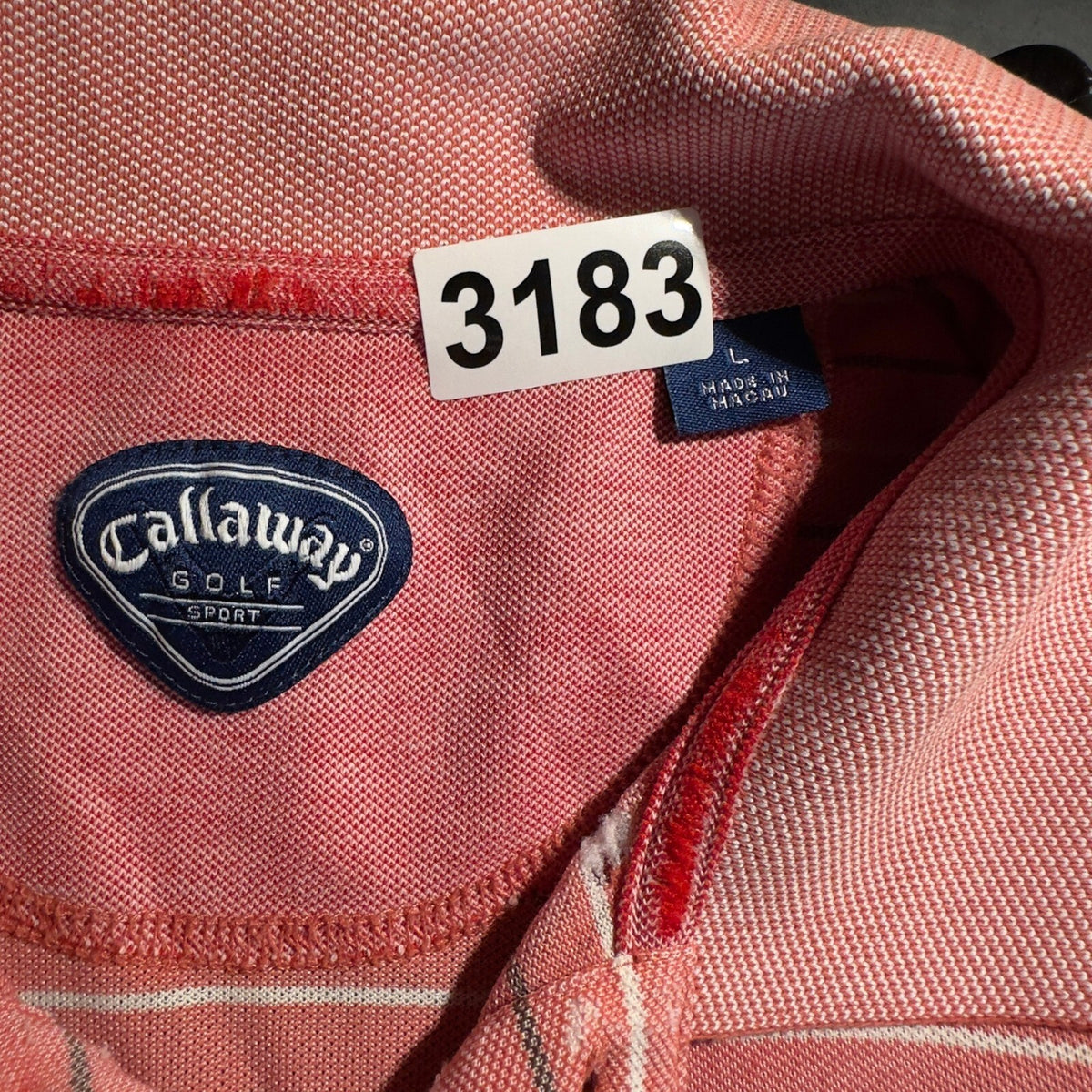 Callaway Golf Sport Polo Shirt Mens Large Pink Striped