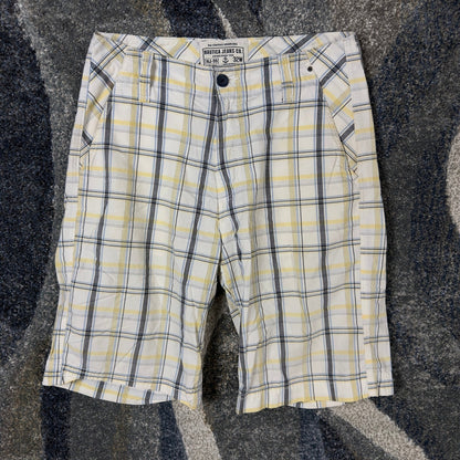 Vintage Nautica Jeans Plaid Shorts Mens 32 White Yellow