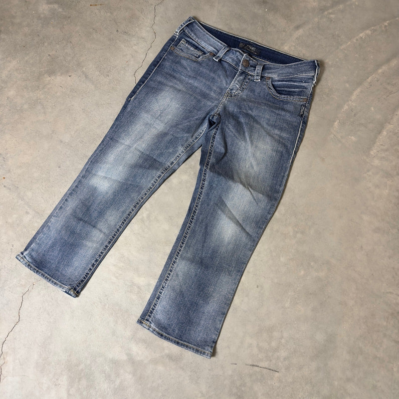 Silver Jeans Suki Mid Capri Womens 29 Blue Medium Wash Crop