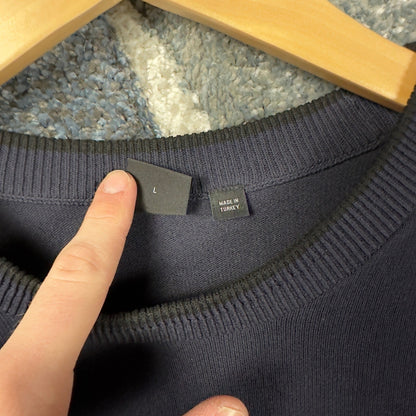 Hugo Boss Crew Neck Sweater Mens L Navy Blue Quiet Luxury
