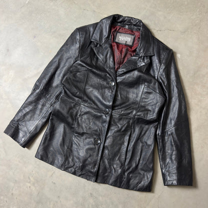 Vintage Wilsons Leather Blazer Jacket Womens Medium Black Y2K Grunge Retro