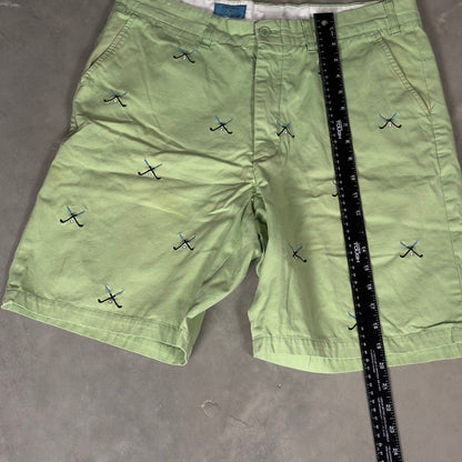Castaway Clothing Golf Shorts Mens 34 Lime Green Embroidered