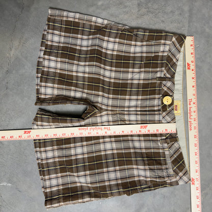 Levis Plaid Shorts Womens 12 Brown Cotton
