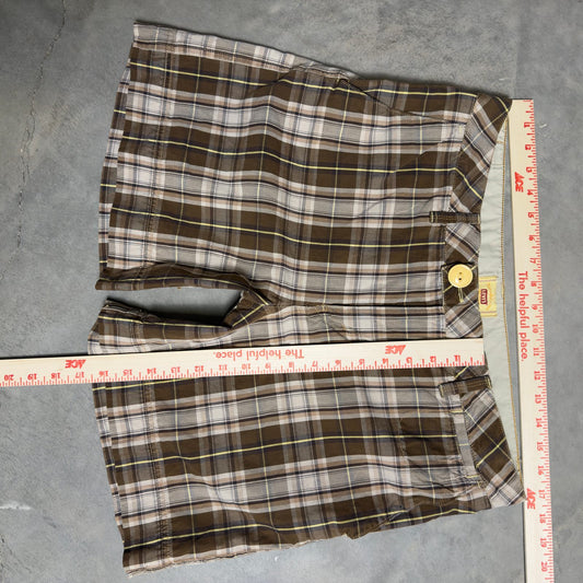 Levis Plaid Shorts Womens 12 Brown Cotton