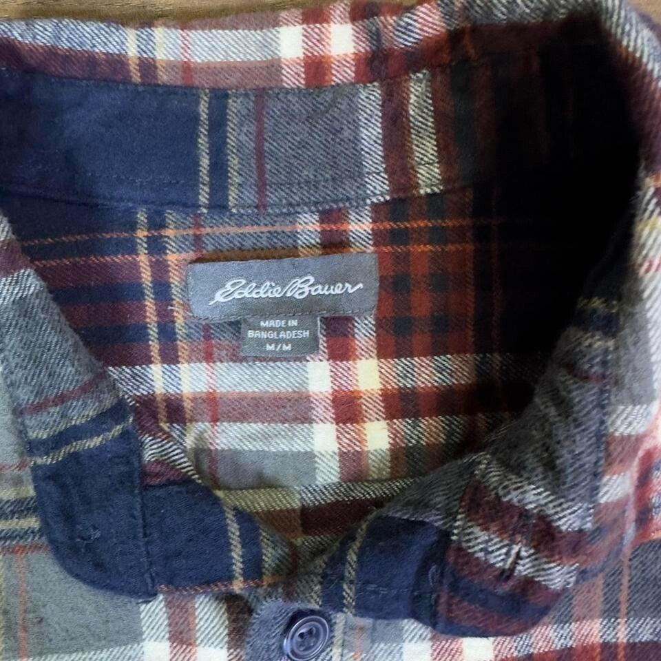 Vintage Eddie Bauer Plaid Flannel Shirt Mens M Outdoor