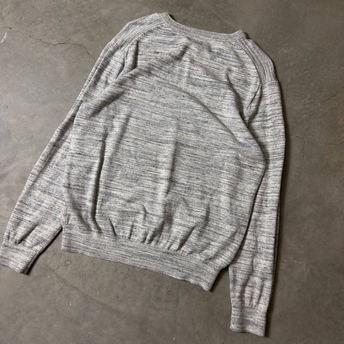 Nautica V-Neck Sweater Mens Large Grey Marl Cotton Classic