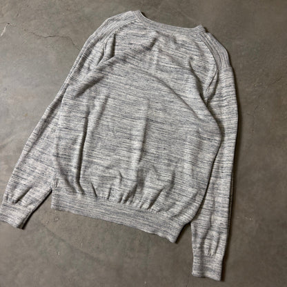 Nautica V-Neck Sweater Mens Large Grey Marl Cotton Classic