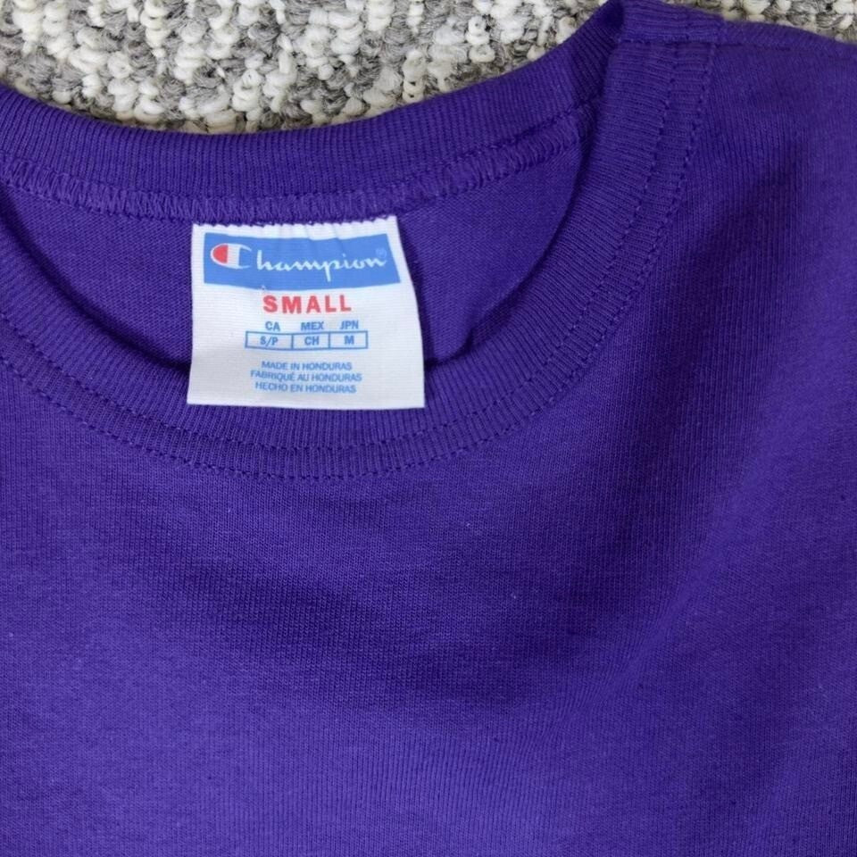 Champion T Shirt Unisex Small Purple Cotton Basic Streetwear