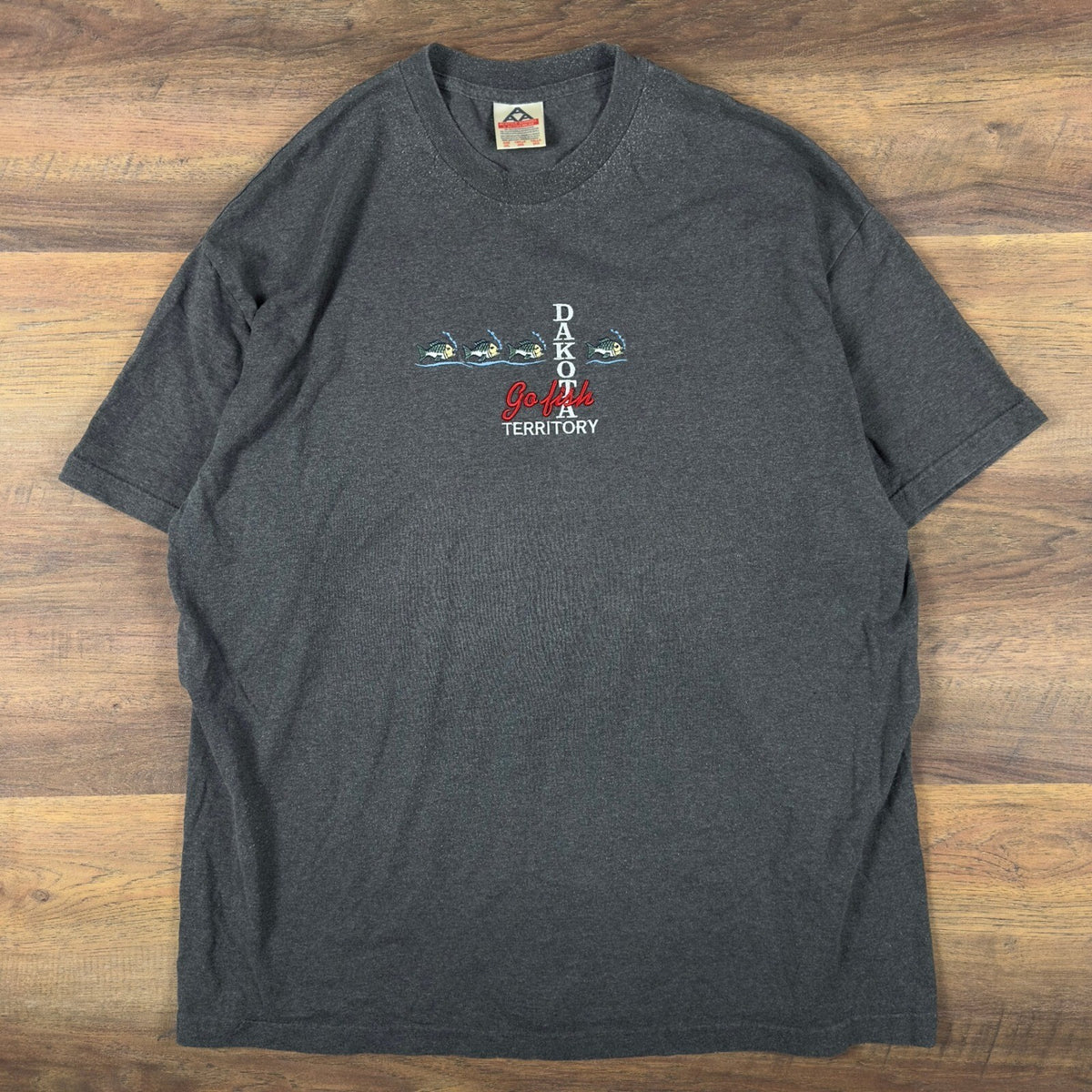 Dakota Territory Go Fish Fishing T-Shirt Mens 2XL Charcoal