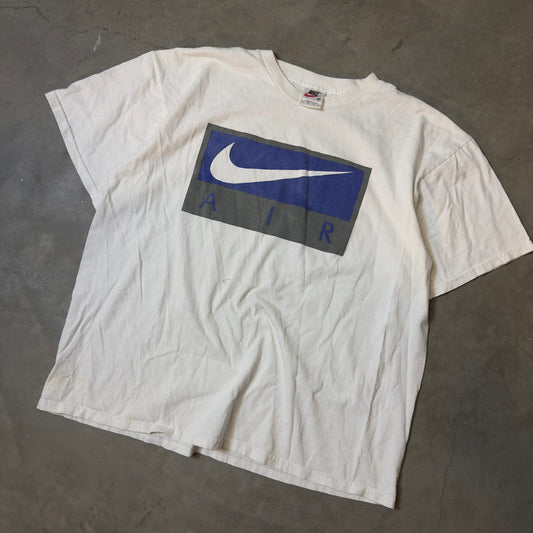 Vintage Nike Air Swoosh Box Logo Tee Mens XL White