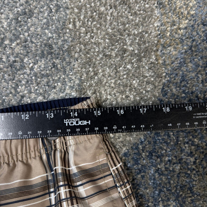 US Polo Assn Plaid Swim Trunks Mens L Tan Navy Board Shorts
