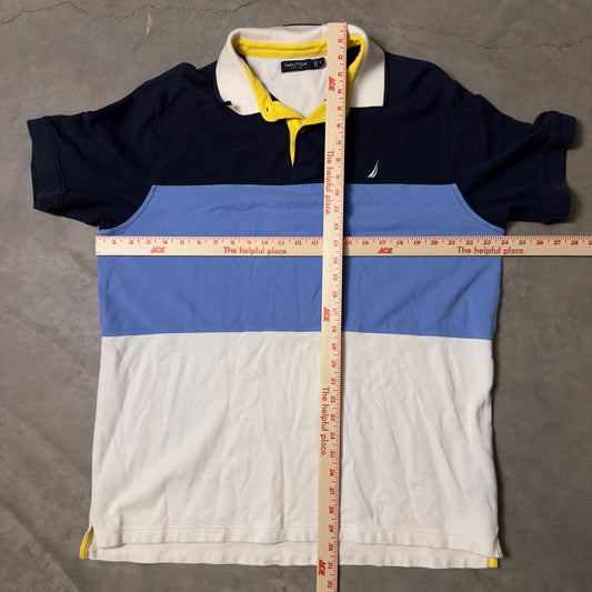 Nautica Colorblock Polo Mens XL Navy Blue White