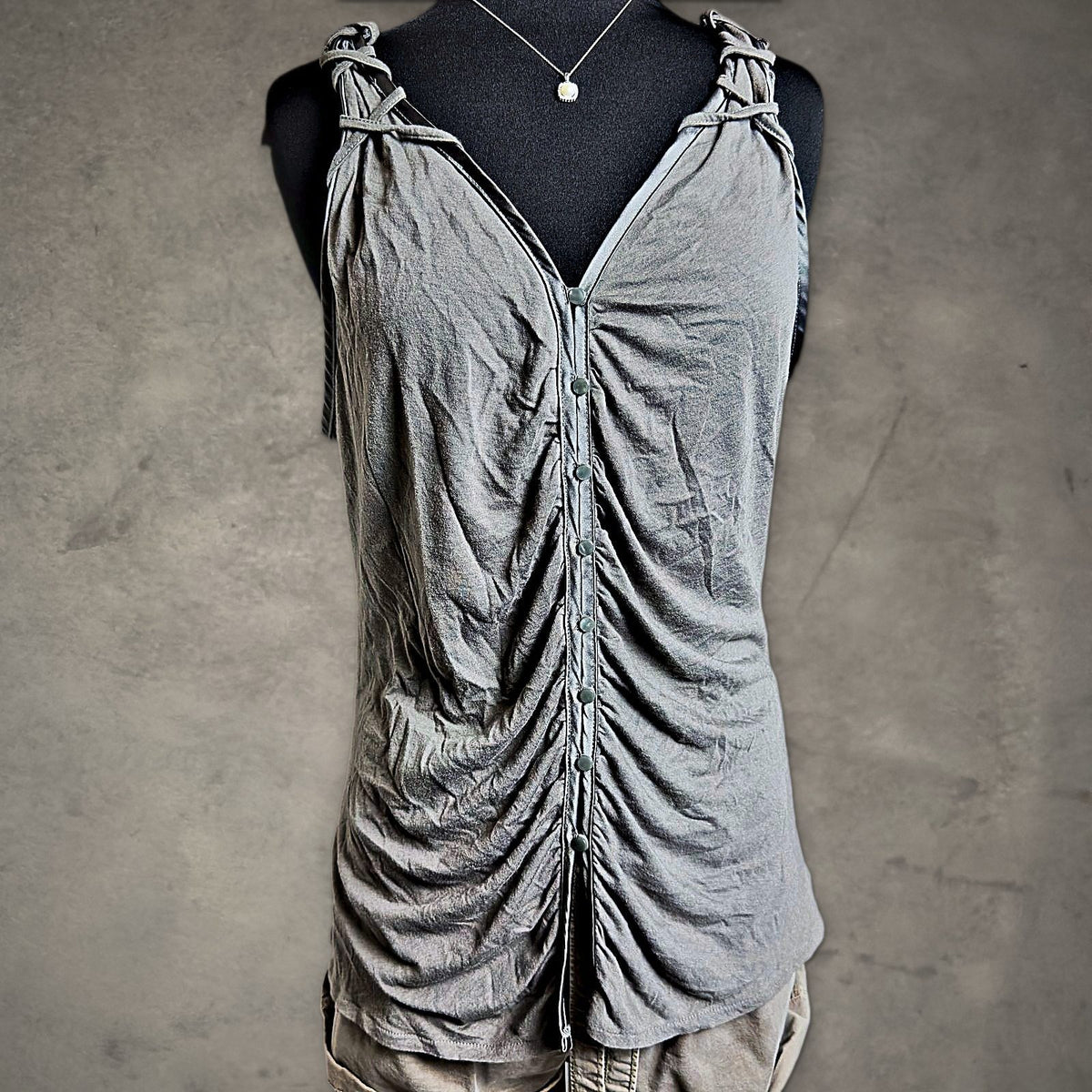 Old Navy Perfect Fit Ruched Tank Top Womens XL Gray