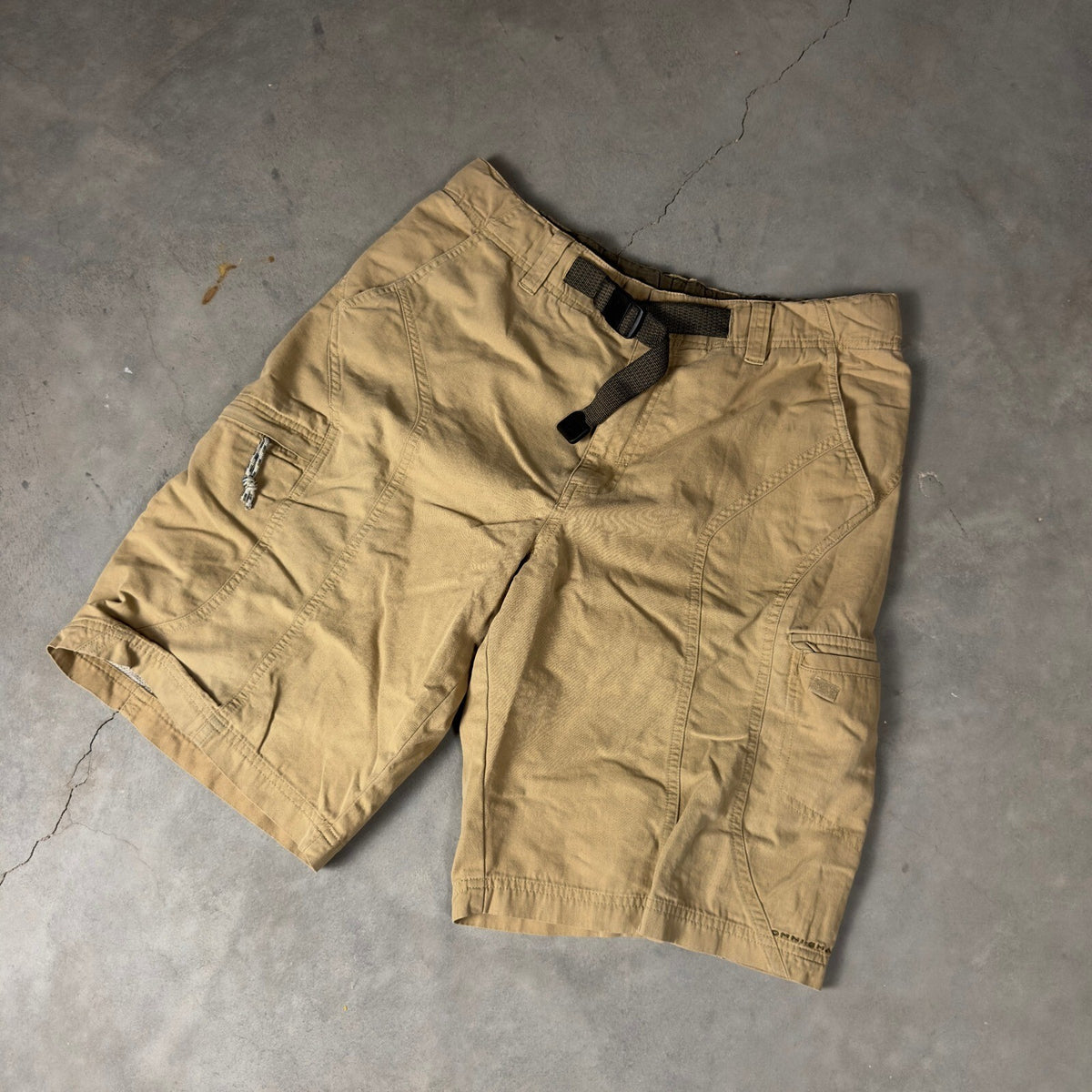 Columbia Cargo Shorts Mens S Tan Khaki Hiking Belted Outdoor