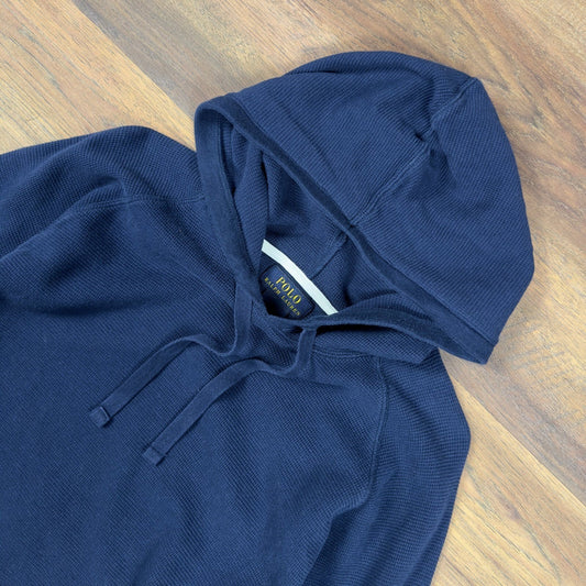 Polo Ralph Lauren Waffle Knit Thermal Hoodie Mens 2XL Navy