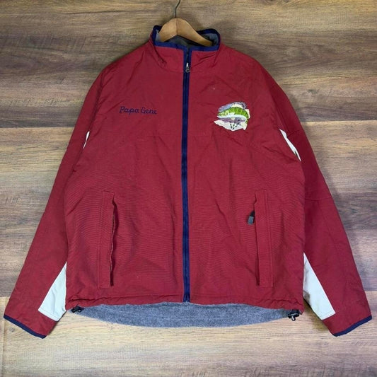 Custom Embroidered Fishing Jacket Red Fleece Lined Men's Large