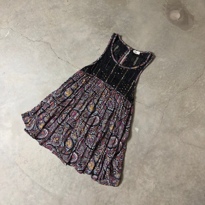 Y2K Hollister Paisley Babydoll Tank Top Womens Small Black