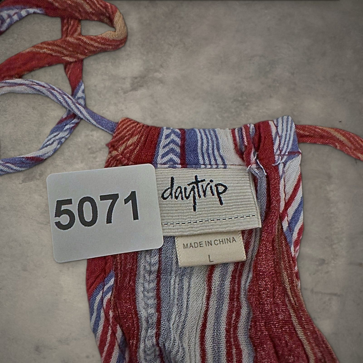 Daytrip Halter Tank Top Womens L Red Blue Striped Boho