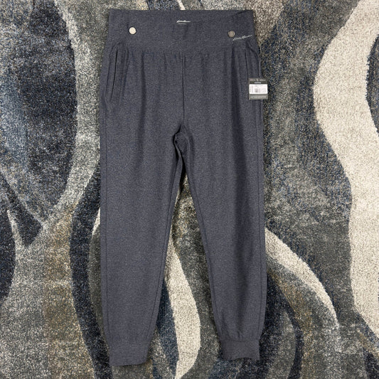 Eddie Bauer Womens Jogger Leggings Heather Charcoal Gray High Rise Pockets NEW